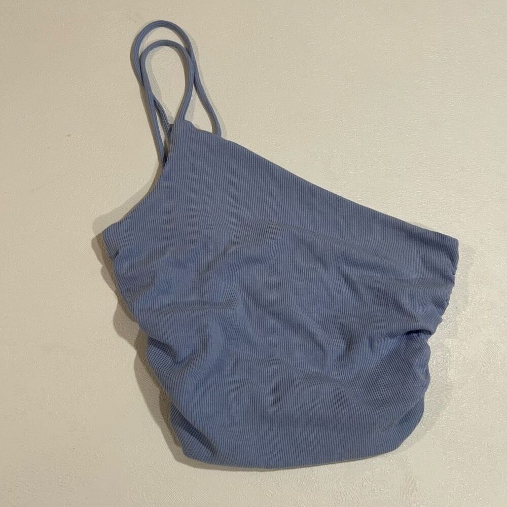 Princess Polly Blue Ribbed One Shoulder Tank Top Size 6 US / AU 10